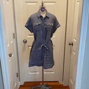 Lord & Taylor Blue Chambray Shirt Dress